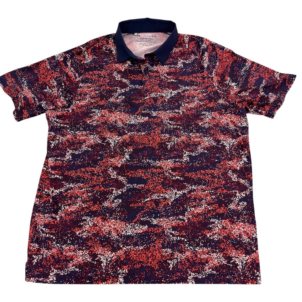 Under Armour Iso-Chill Polo Shirt Mens Large Camo Golf Performance Stretch Top
